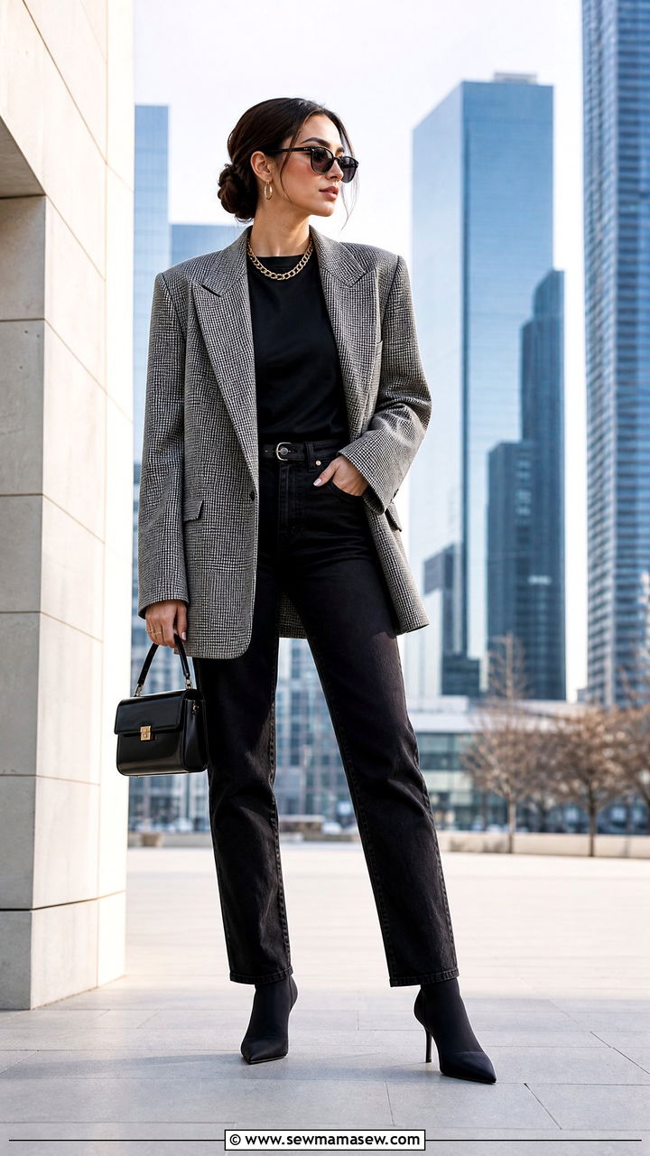 Straight Leg Jeans with Oversized Blazer and Pointed Boots - 35 How to style straight leg jeans