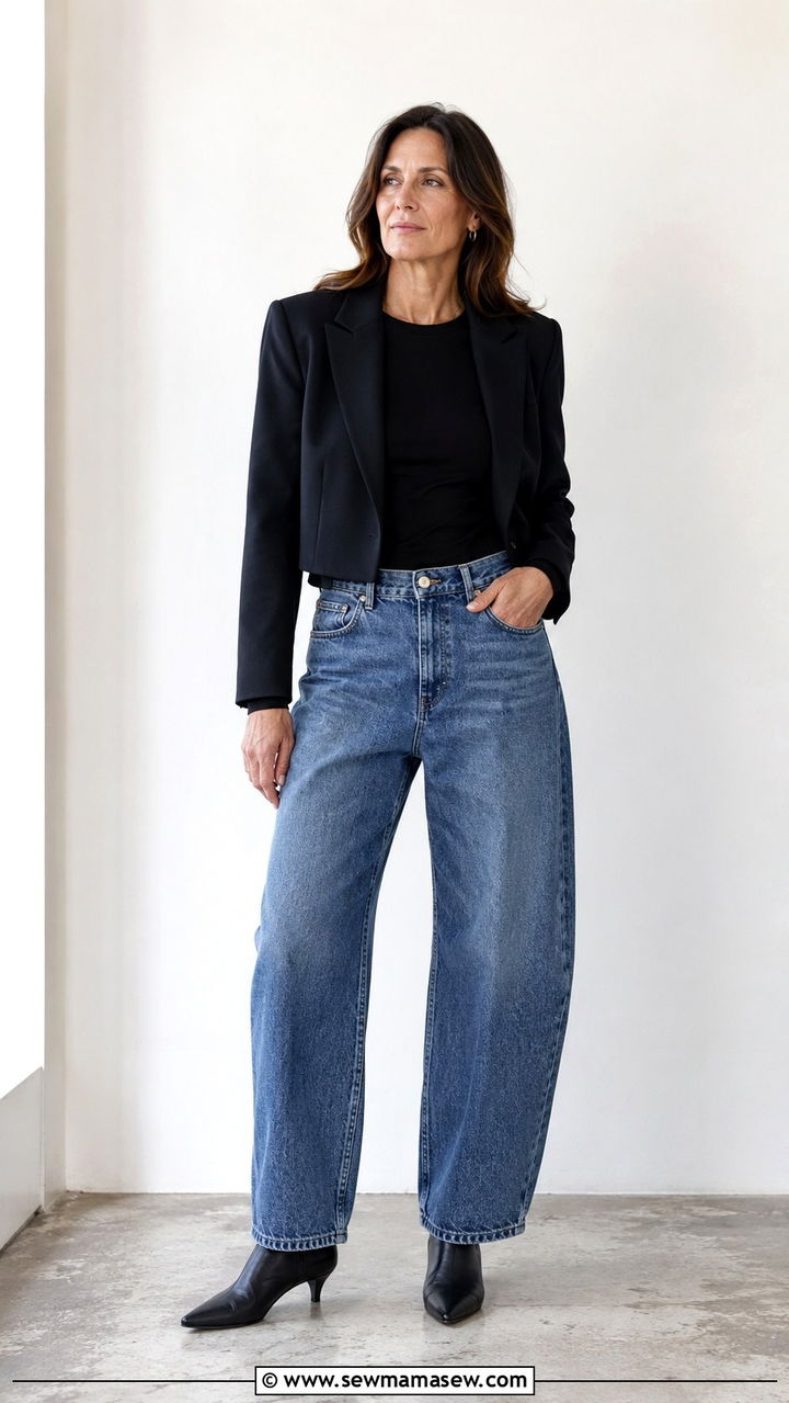 Straight Leg Jeans with Pointed Toe Ankle Boots - 20 Jeans and boots outfit ideas over 40