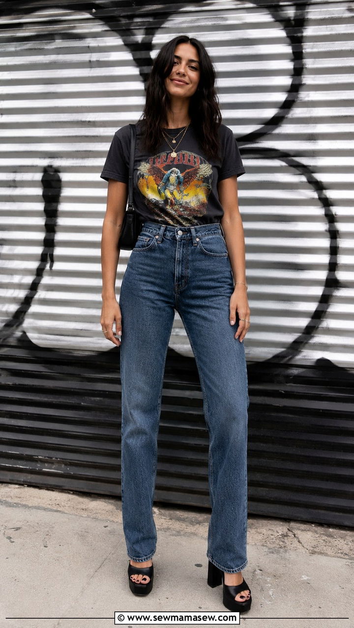 Straight Leg Jeans with Suede Heeled Boots and Cashmere Sweater - 30 Straight leg jeans outfit ideas with heels