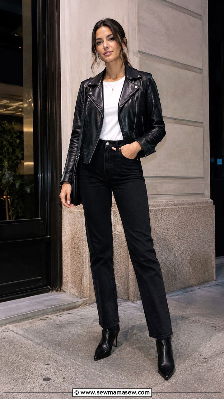 Straight Leg Jeans with Two Tone Heeled Loafers and Tweed Jacket - 30 Straight leg jeans outfit ideas with heels