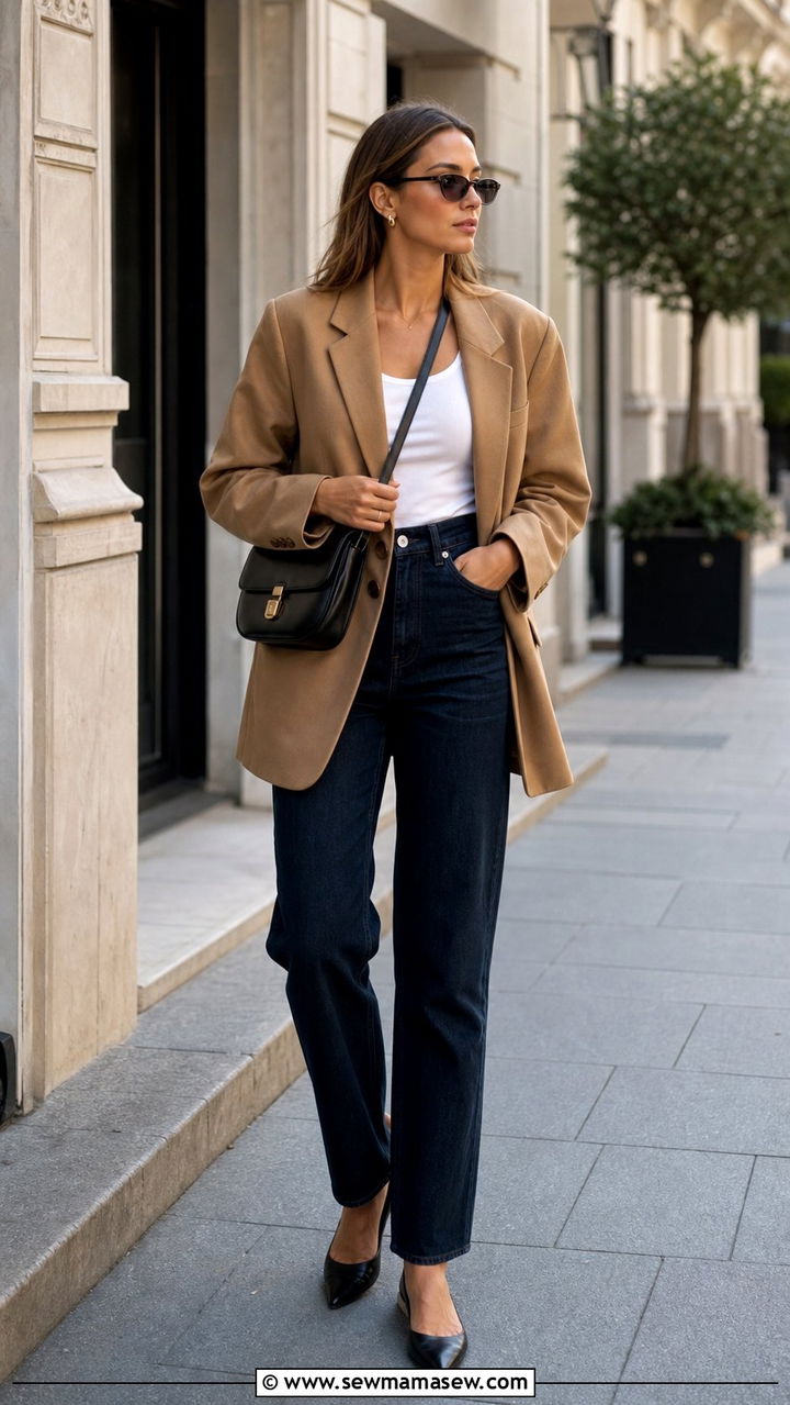 Straight Leg Jeans with a Blazer - 35 casual dinner outfits