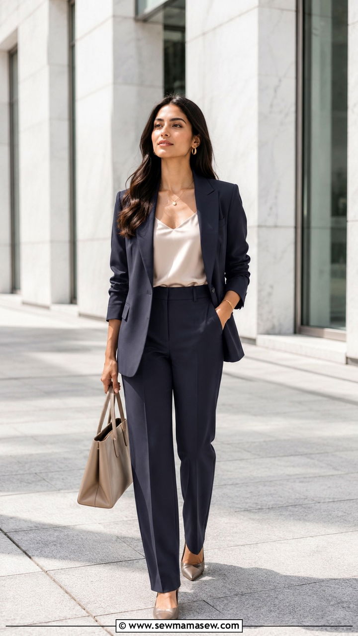 Straight Leg Trousers With Blazer For Large Calves - 25 Outfit ideas for thick calves