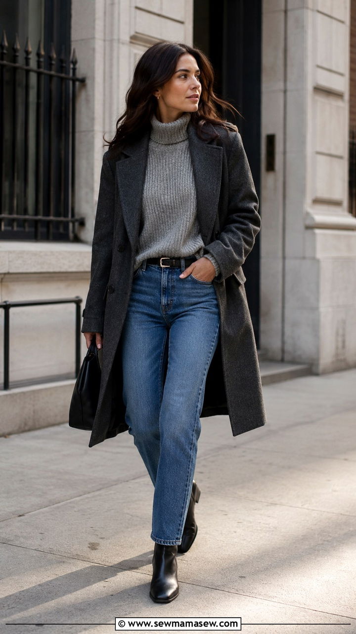 Straight leg jeans with a sweater and Chelsea boots outfit - 30 Straight leg jeans outfit ideas with a sweater