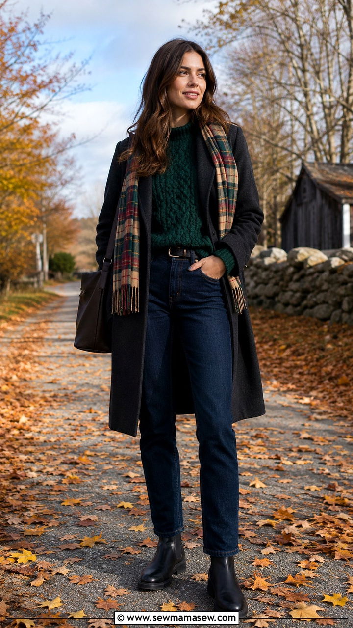 Straight leg jeans with chunky knit and chelsea boots - 30 Tall women jeans outfit ideas