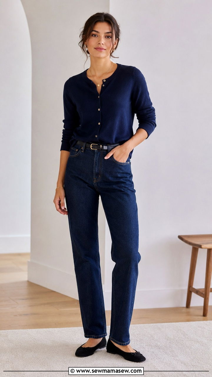 Straight leg jeans with oversized cardigan and platform sneakers - 30 Straight leg jeans outfit ideas with a cardigan