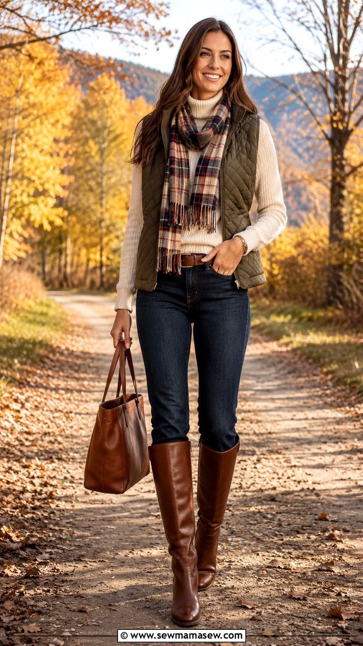 Straight leg jeans with ribbed sweater and tall boots - 30 Tall women jeans outfit ideas