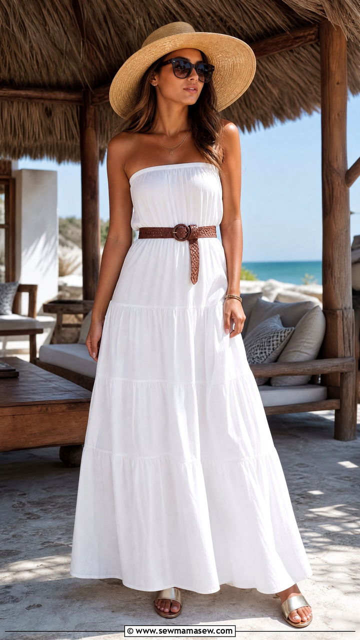 Strapless Maxi Dress Vacation Outfit - 30 summer vacation chic outfit ideas