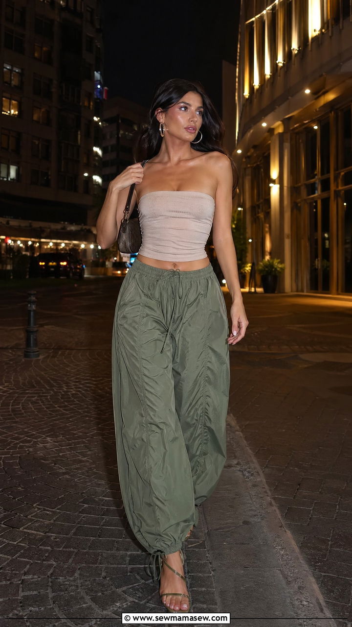 Strapless Top With Parachute Pants - 35 Flirty summer outfit ideas