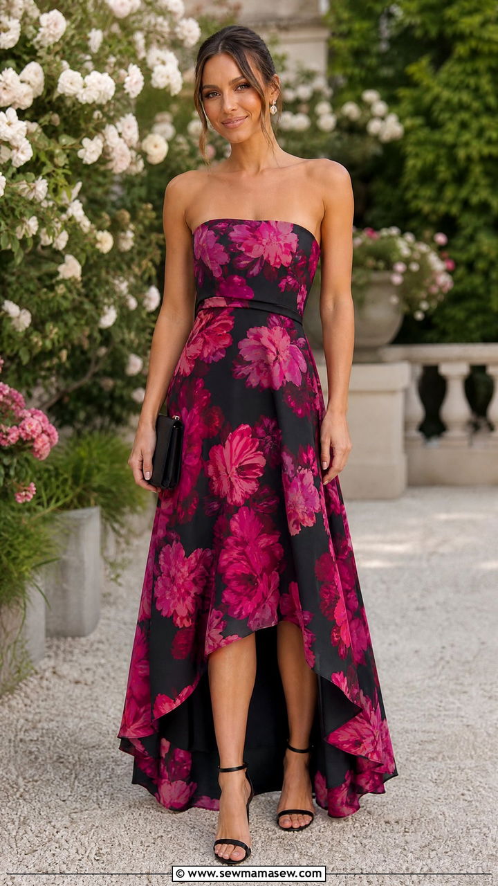 Strapless floral maxi dress outfit - 35 maxi dress outfits aesthetic