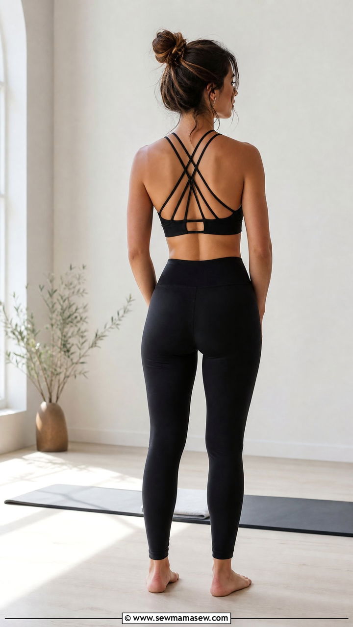 Strappy Back Sports Bra and Leggings - 30 Cute gym outfit ideas