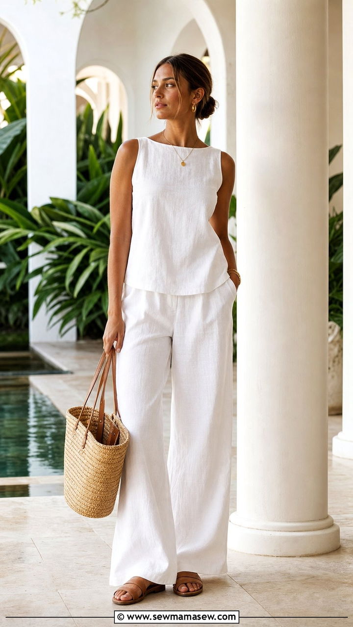 Straw Bag With All White Outfit - 25 Straw bag outfit ideas summer
