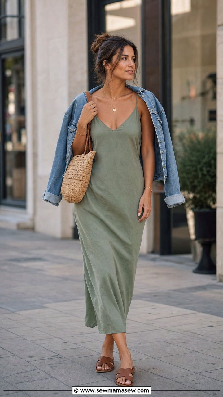 Straw Bag With Slip Dress - 25 Straw bag outfit ideas summer