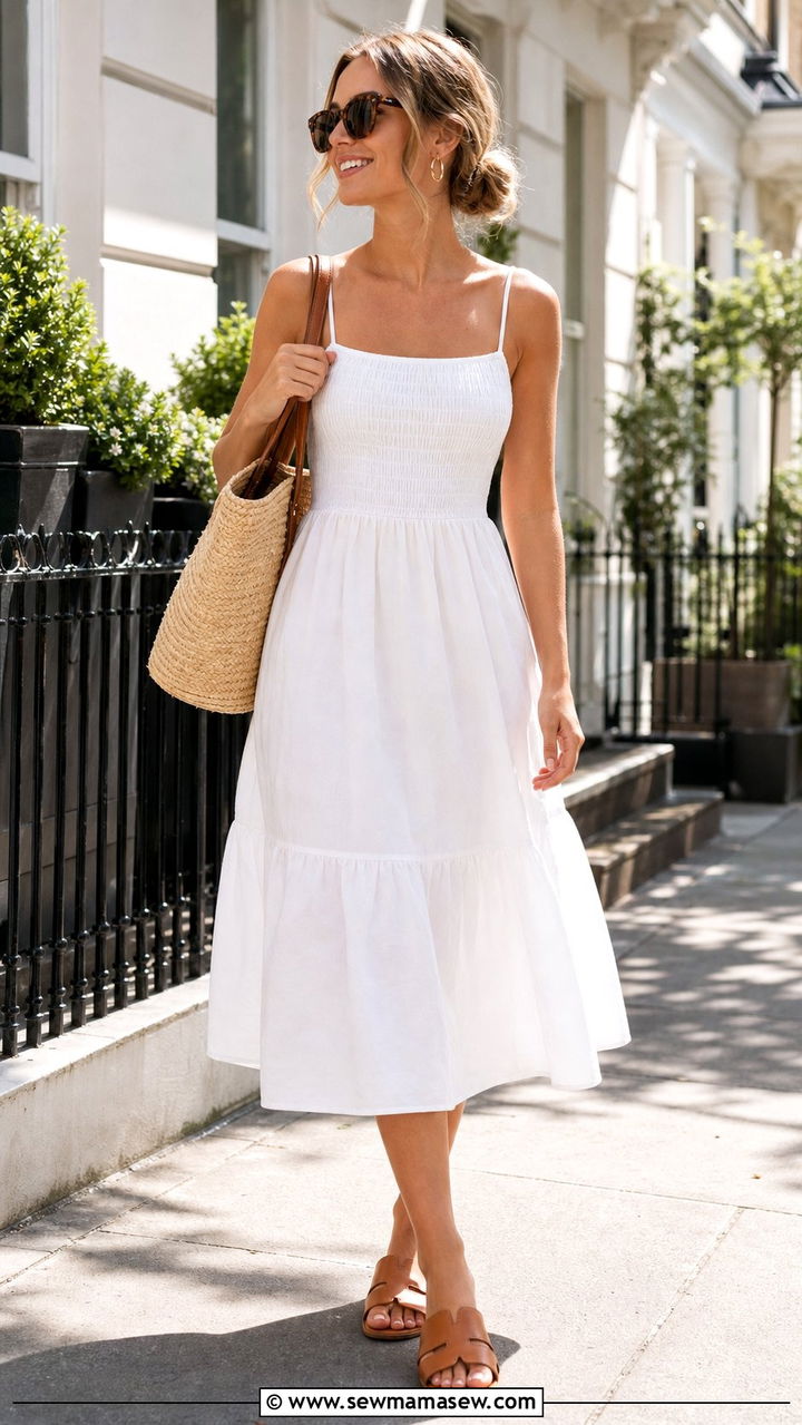 Straw Bag With White Sundress - 25 Straw bag outfit ideas summer