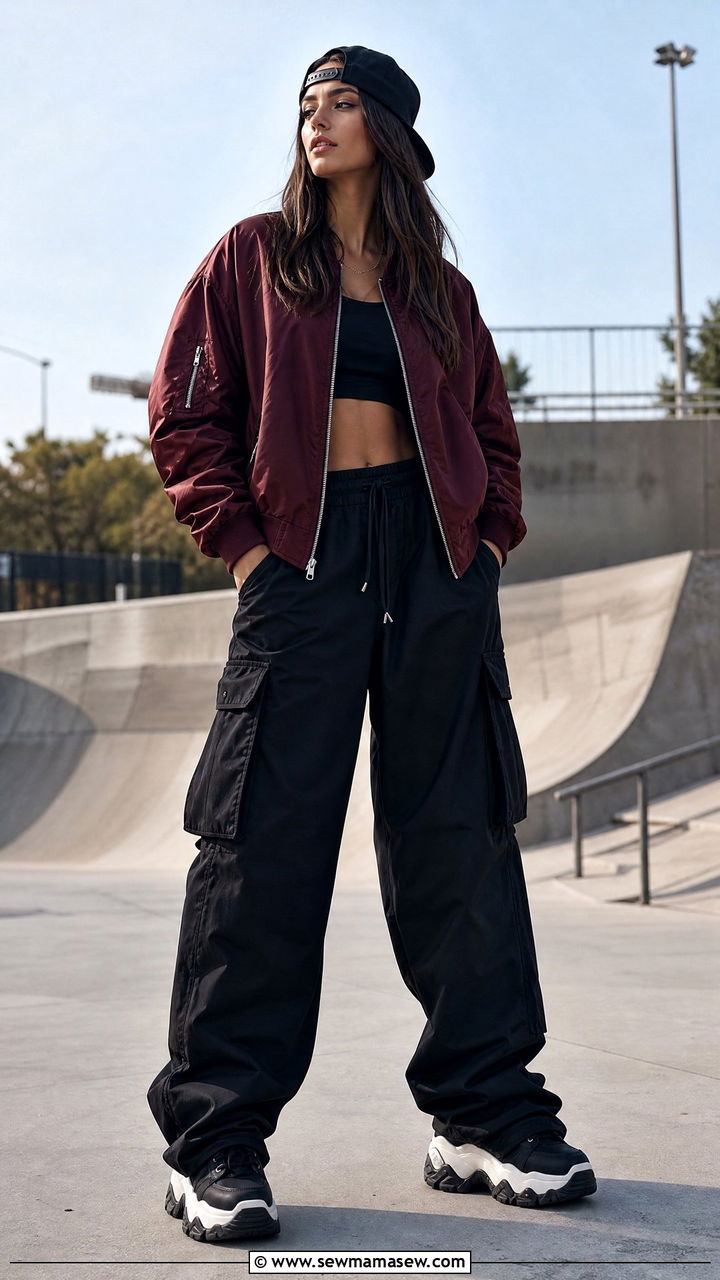 Streetwear grunge bomber jacket outfit - 25 grunge outfits 2026