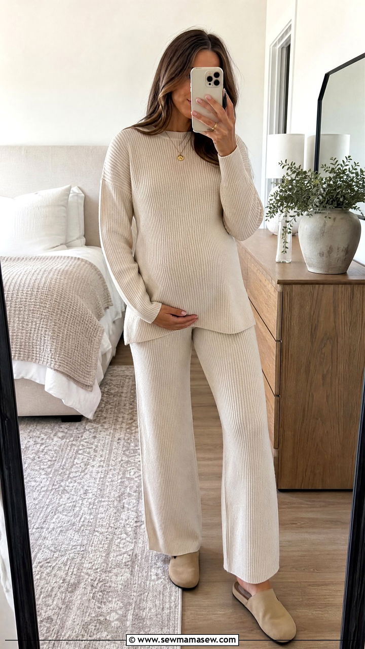 Stretchy Knit Two Piece Set First Trimester Outfit - 25 First trimester outfit ideas