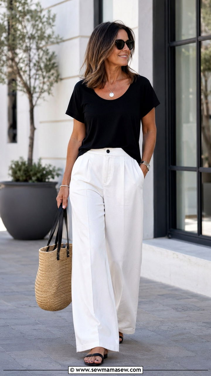 Stripe TShirt And Dark Wash Jeans - 25 basic t-shirt outfits for women over 40