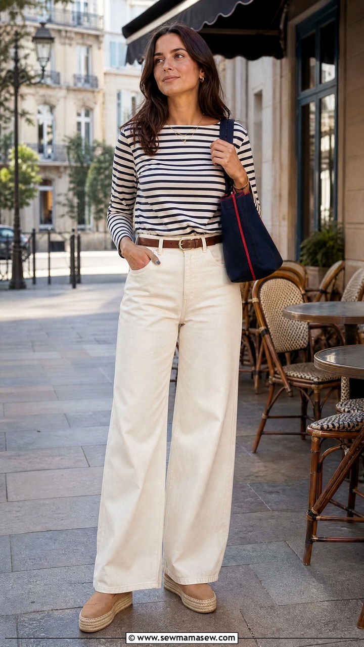 Stripe Tee And Wide Leg Jeans Summer Outfit - 25 How to style wide leg jeans in summer