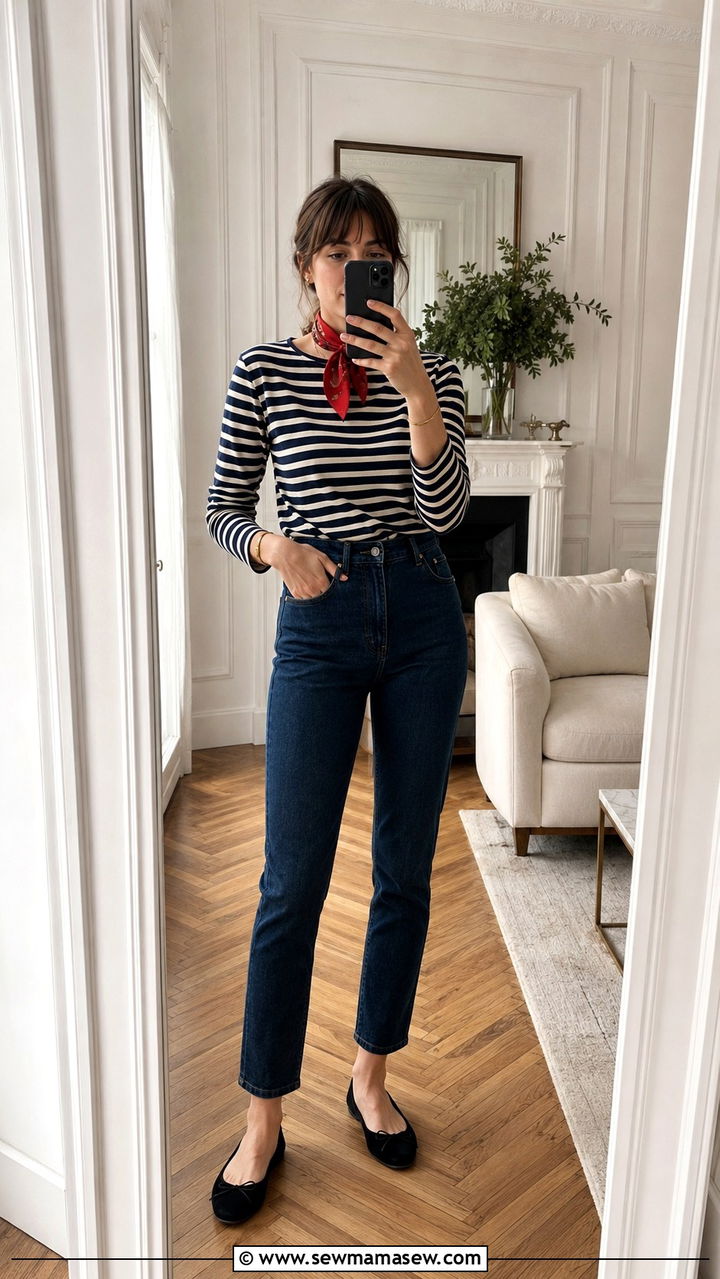 Striped Breton Top and Cigarette Jeans Outfit - 20 French girl outfit ideas Charlotte Gainsbourg