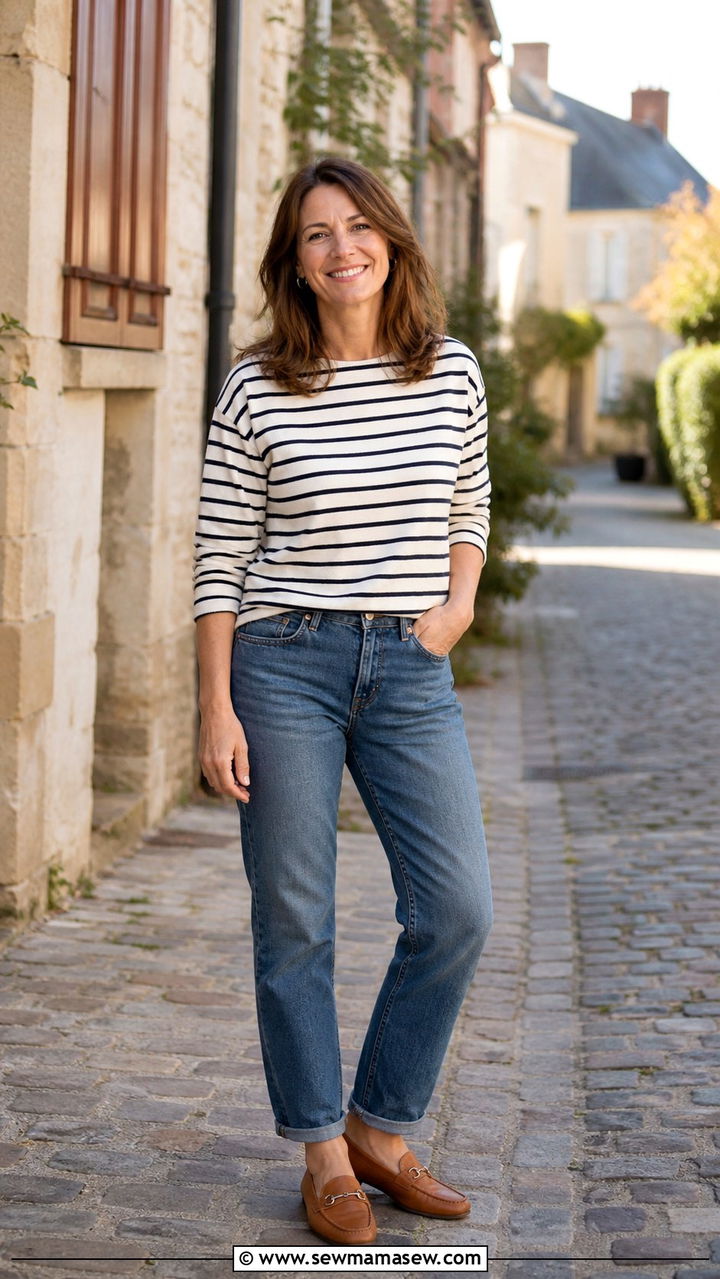 Striped Breton Top and Classic Blue Jeans - 20 Author photo outfit ideas