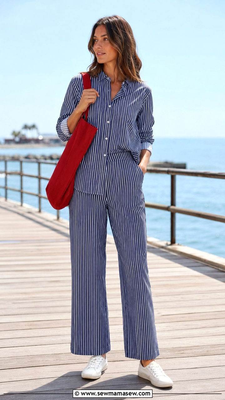 Striped Button Up and Trousers Matching Set - 20 matching set outfits 2026