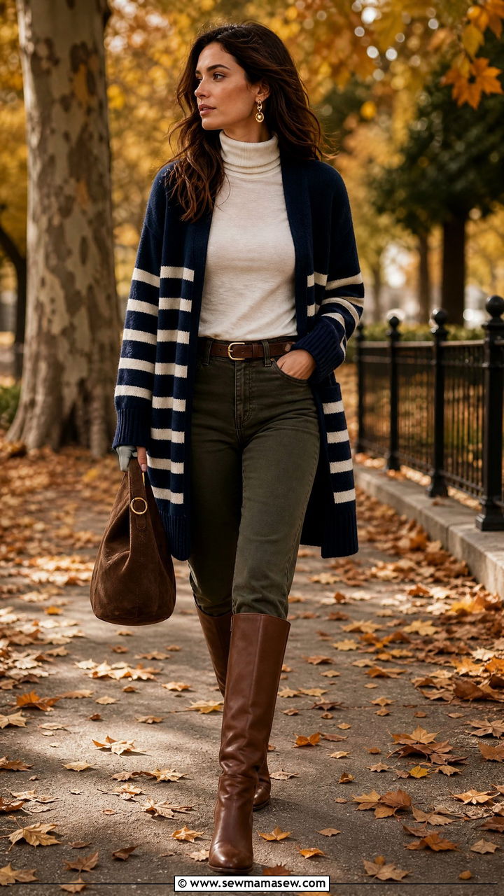 Striped Cardigan Layered Outfit for Fall - 25 Sailor outfit ideas