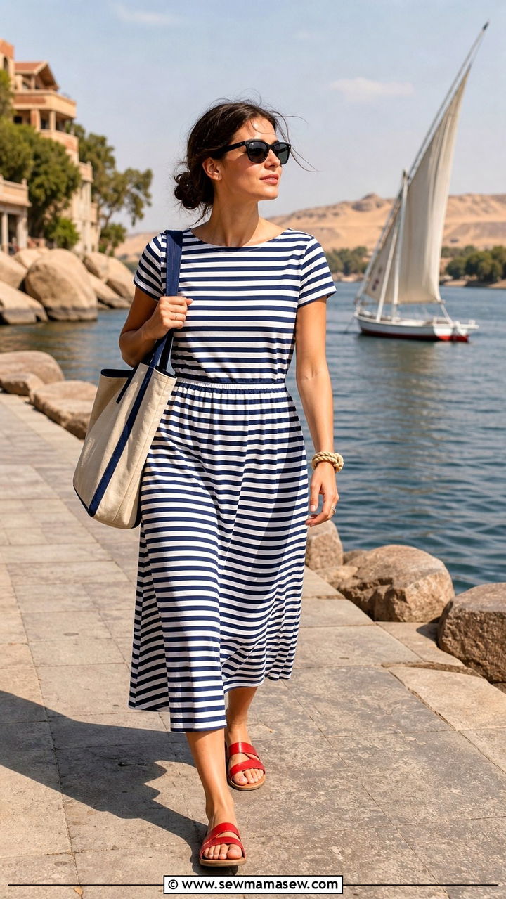 Striped Cotton Dress With Tote Bag - 20 Aswan outfit ideas