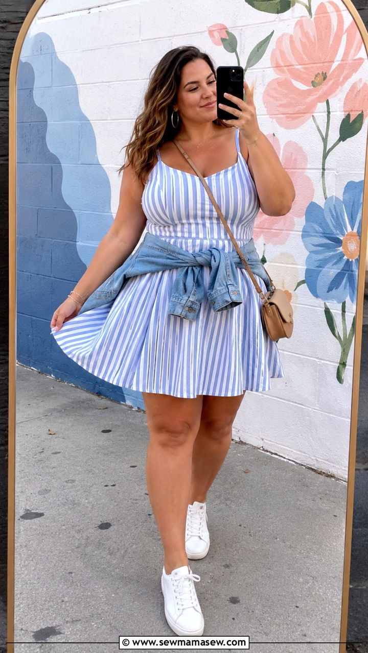 Striped Fit And Flare Mini Dress Size 12 Summer - 25 Plus size outfit ideas size 12 summer