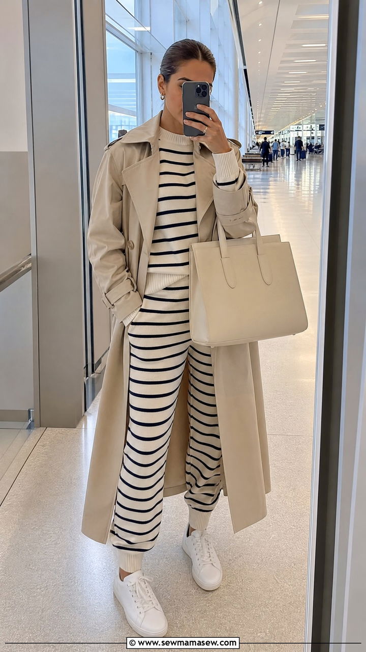 Striped Knit Co Ord Set for Travel - 30 Coord set outfit ideas for airport