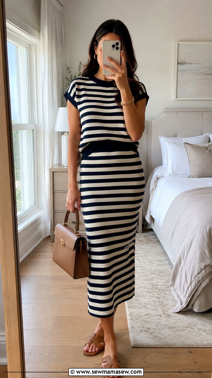 Striped Knit Co Ord Set - 30 spring trendy outfit ideas