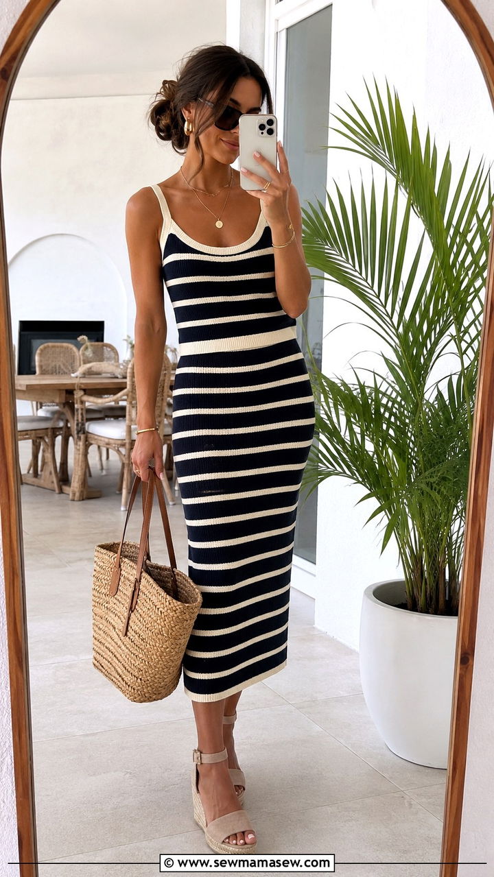 Striped Knit Set With Espadrilles - 30 Bottomless brunch outfit ideas