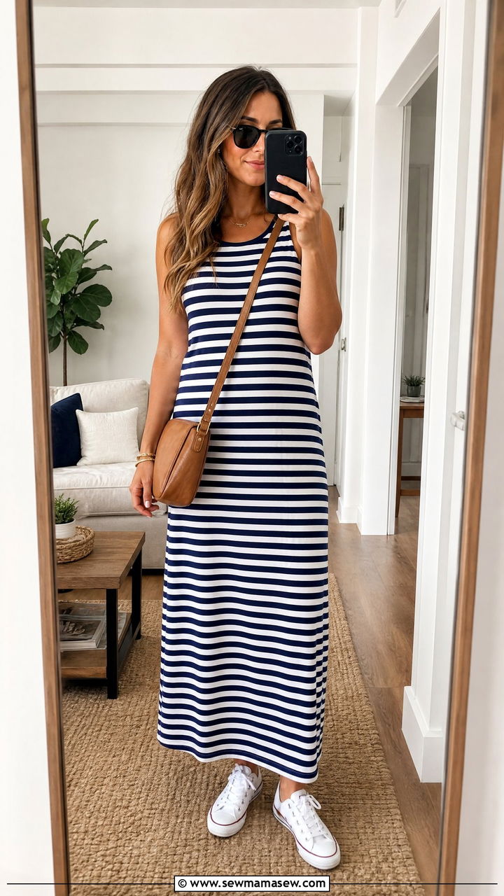 Striped Maxi Dress Casual Summer Outfit - 30 summer maxi dress outfit ideas