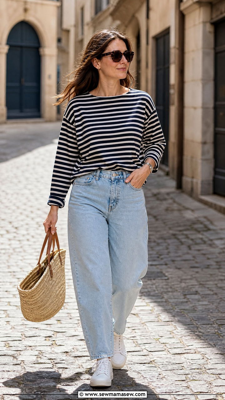 Striped Shirt And Barrel Jeans Outfit - 25 how to style barrel jeans