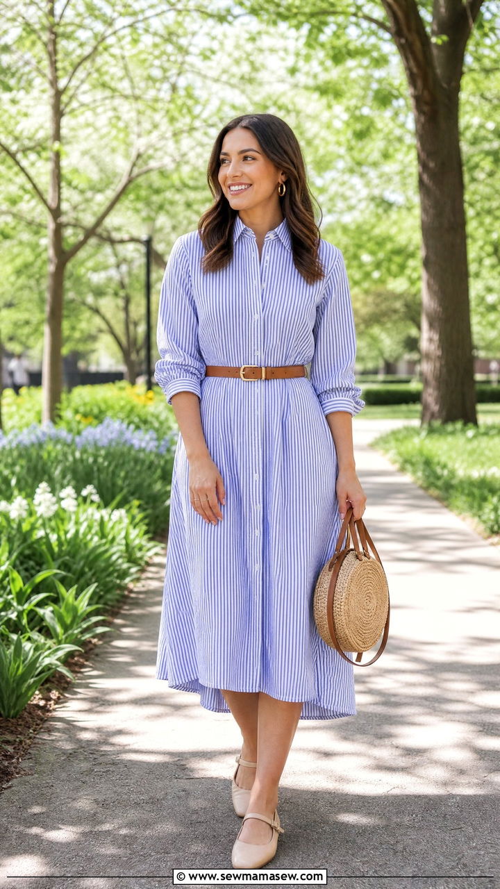 Striped Shirt Dress And Mary Janes - 25 Spring outfits with mary janes