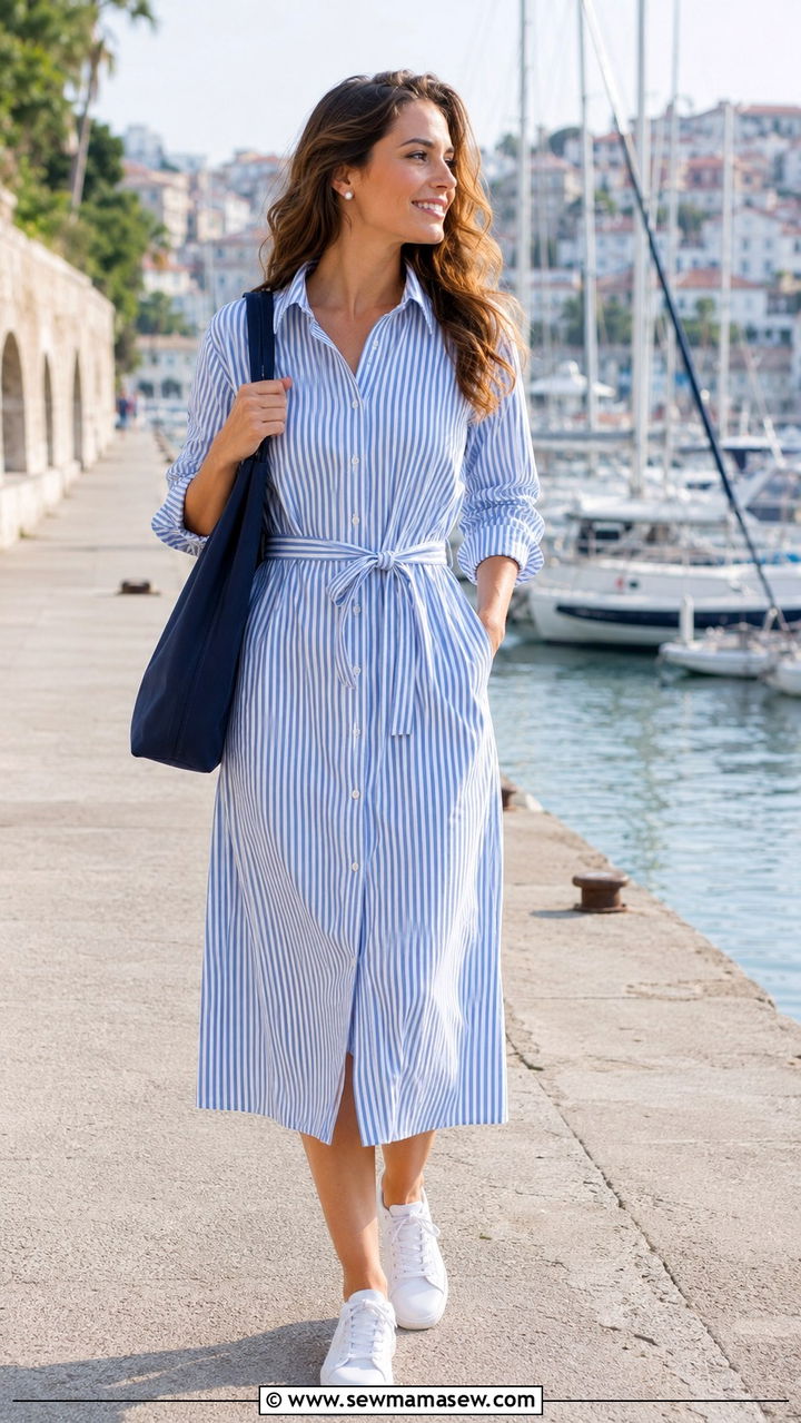Striped Shirt Dress Outfit - 30 casual shirt dress outfits