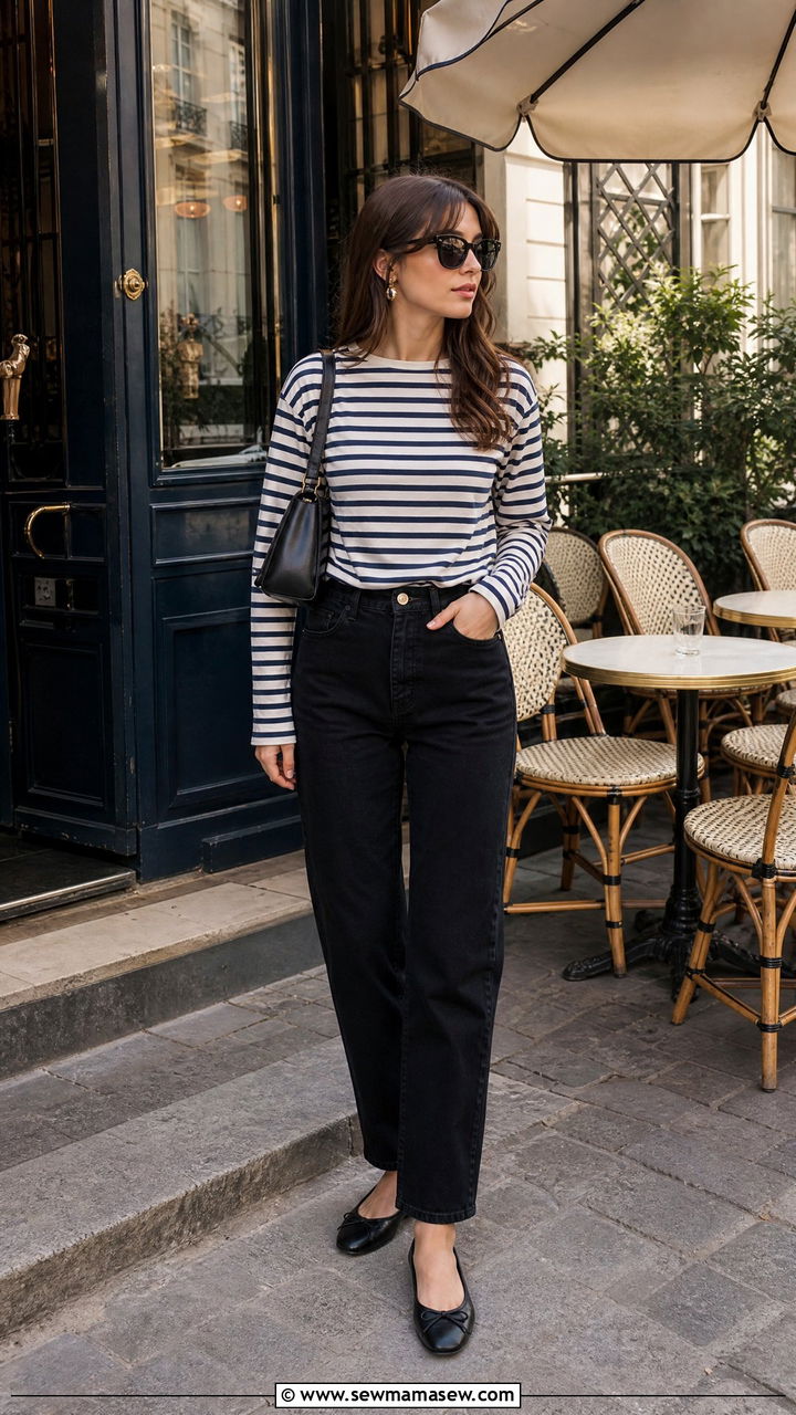 Striped Shirt and Black Jeans Outfit - 25 How to style black jeans
