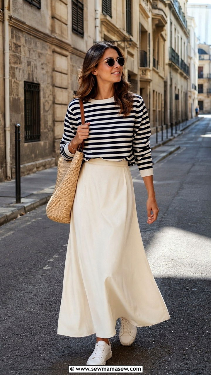 Striped Sweater And Maxi Skirt - 30 Maxi skirt outfit ideas with a sweater