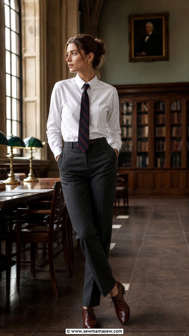 Striped Tie With Oxford Shirt And Tailored Trousers - 35 Ivy league outfit ideas
