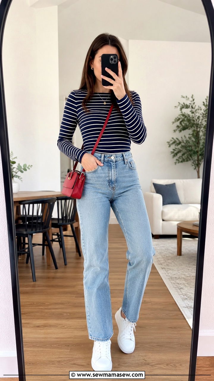 Striped Top And High Waisted Denim - 25 April outfit ideas 2026