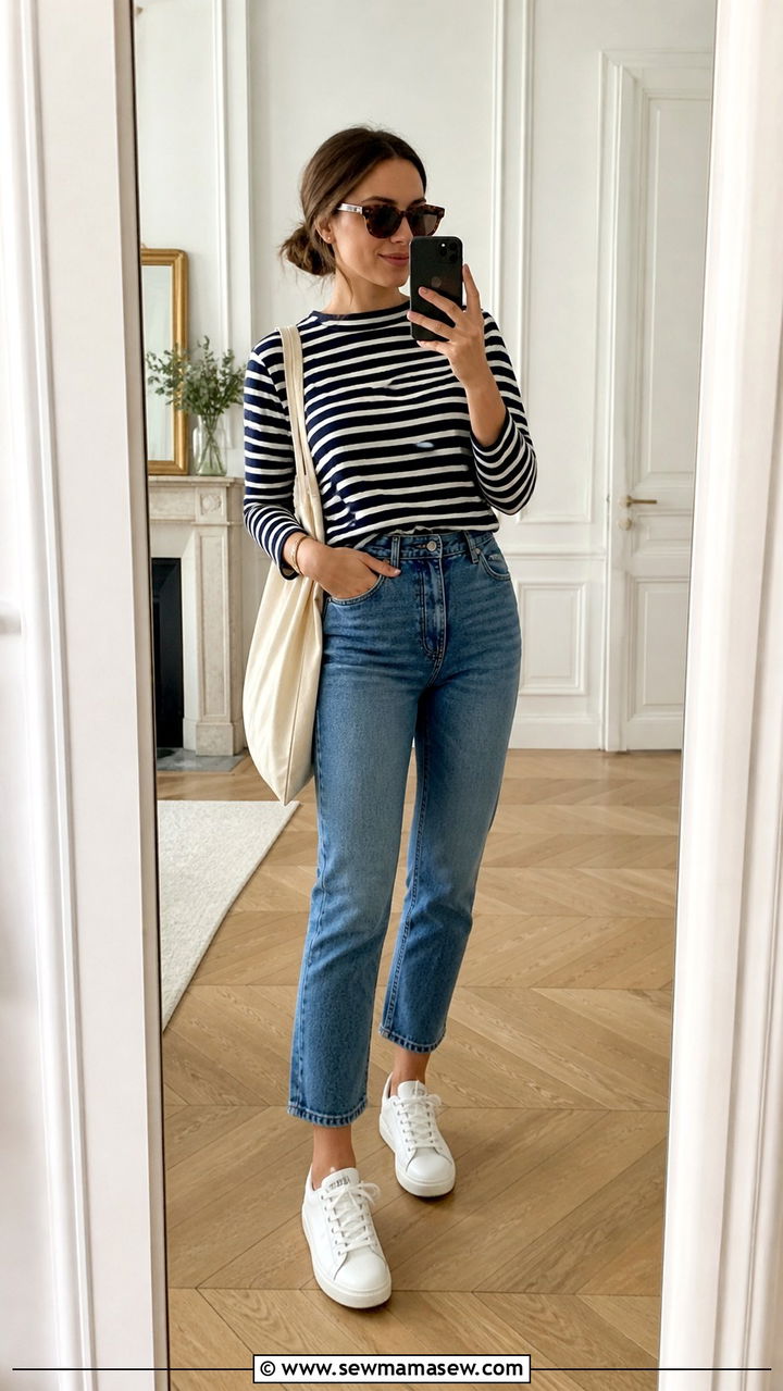 Striped Top Parisian Outfit - 40 What to wear in Paris