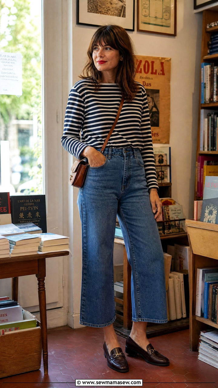 Striped Top and Wide Leg Jeans - 25 How to style wide leg jeans in spring
