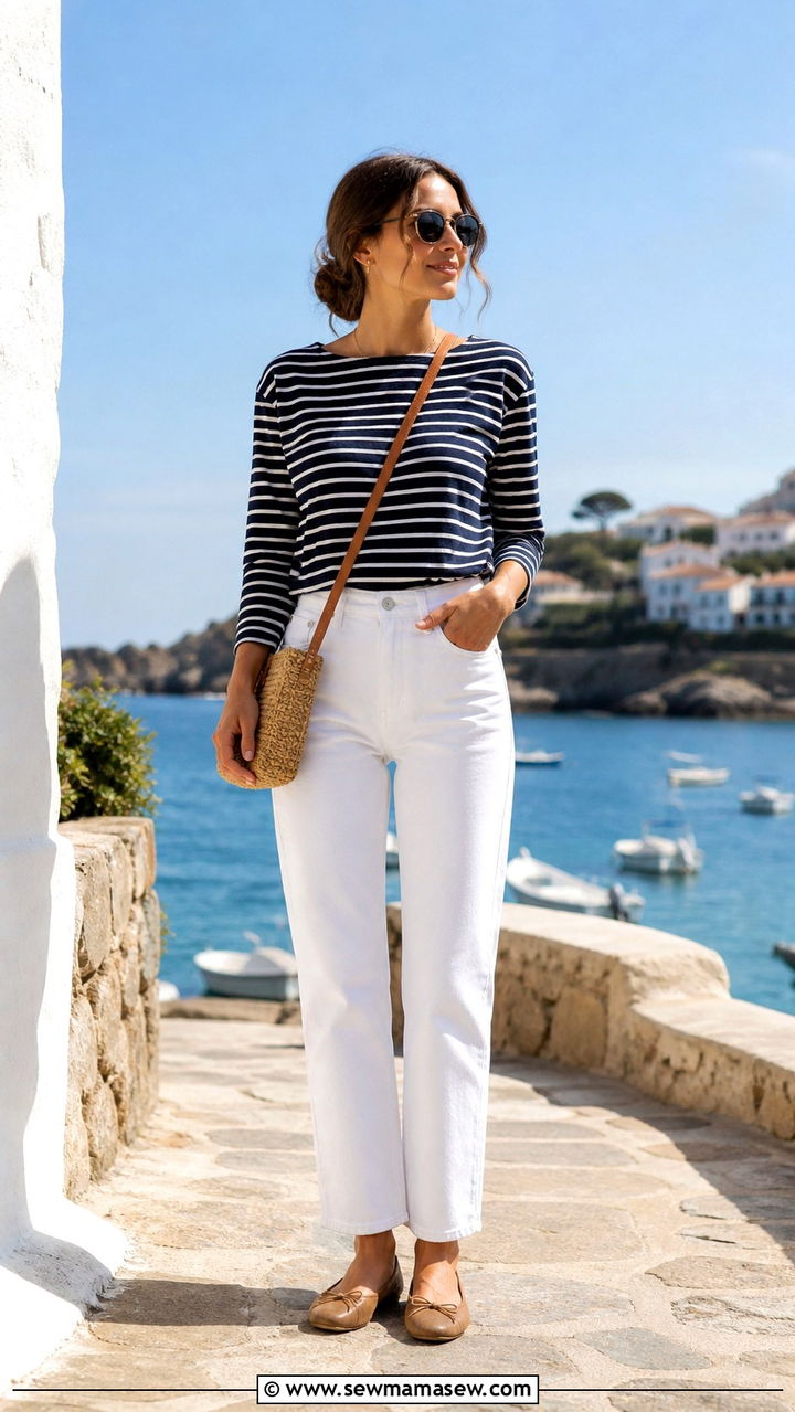 Striped Top with White Jeans Outfit - 40 Classic outfit ideas