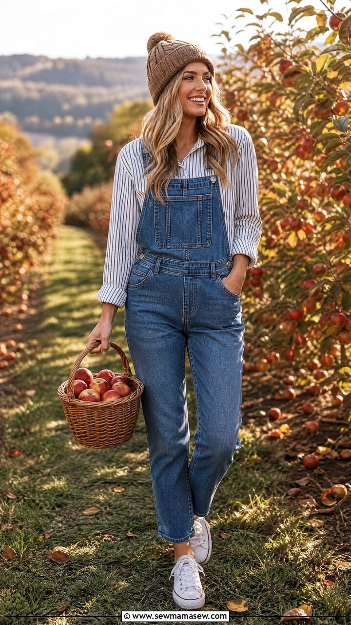 Striped button down with overalls outfit - 30 Striped button down outfit ideas