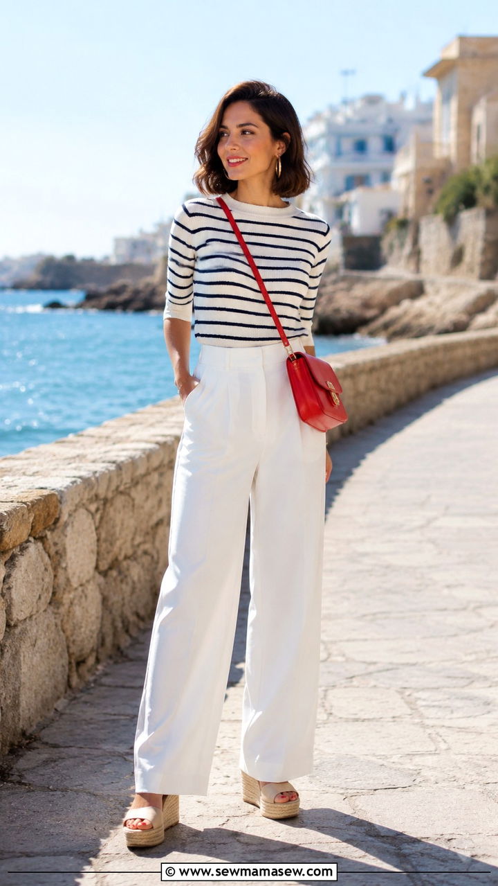 Striped knit with wide leg trousers - 30 Spring outfits for petite women