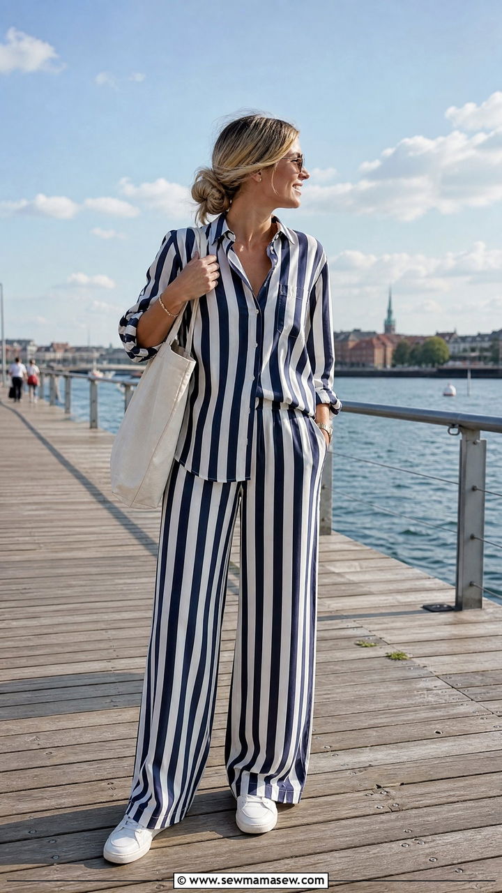 Striped matching set outfit - 25 chic matching set outfit ideas