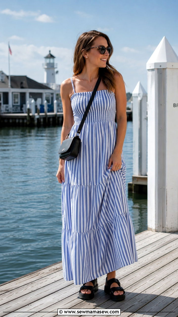 Striped maxi dress with platform sandals outfit - 30 Maxi dress with sandals outfit ideas