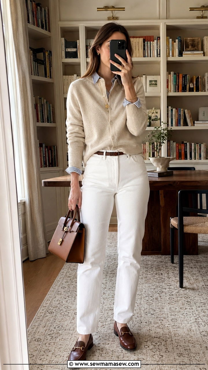 Striped shirt and leather trousers outfit - 25 Old money outfit ideas with striped shirt