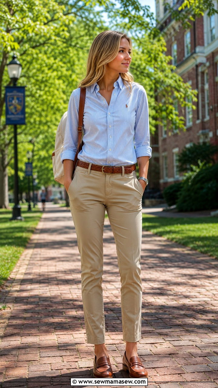 Striped shirt and tweed jacket outfit - 25 Old money outfit ideas with striped shirt