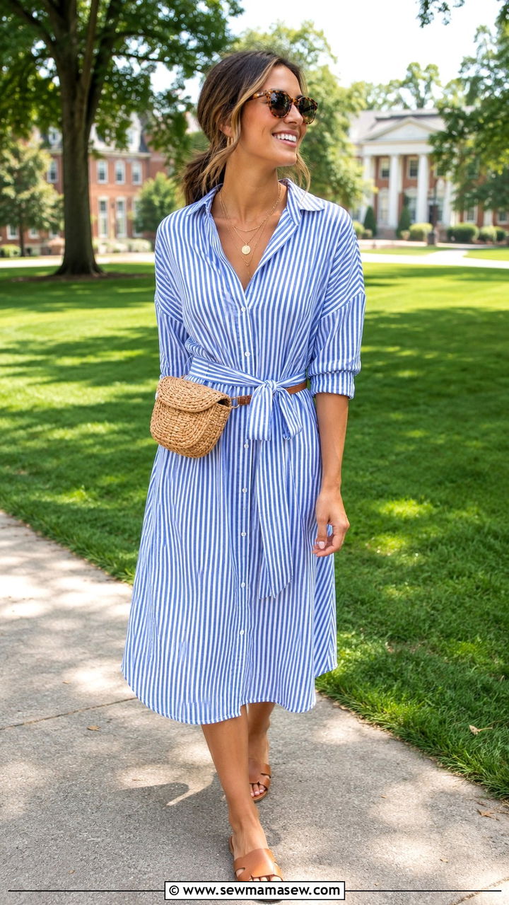Striped shirt dress for rush week - 30 Rush week outfit ideas
