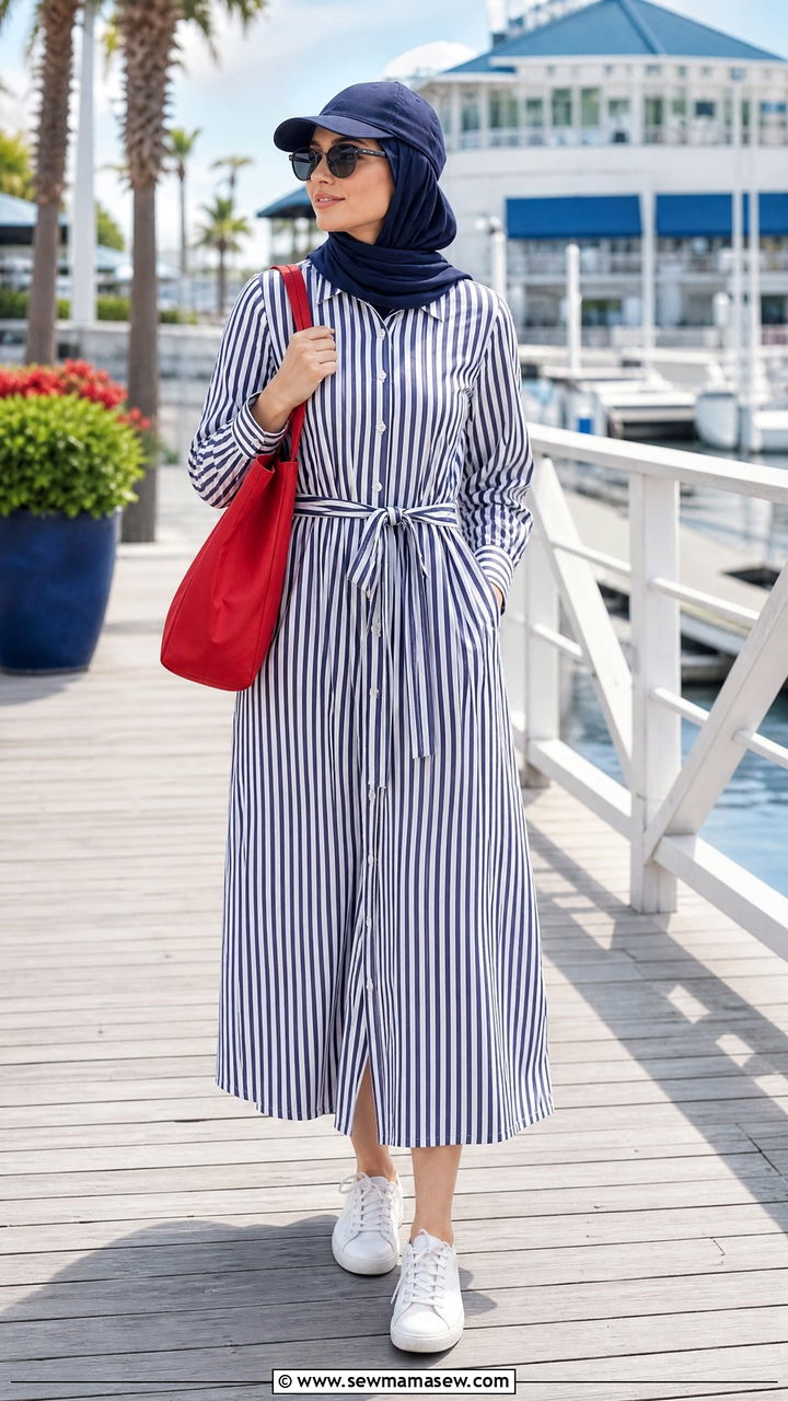 Striped shirt dress modest resort outfit - 30 modest resort vacation outfit ideas