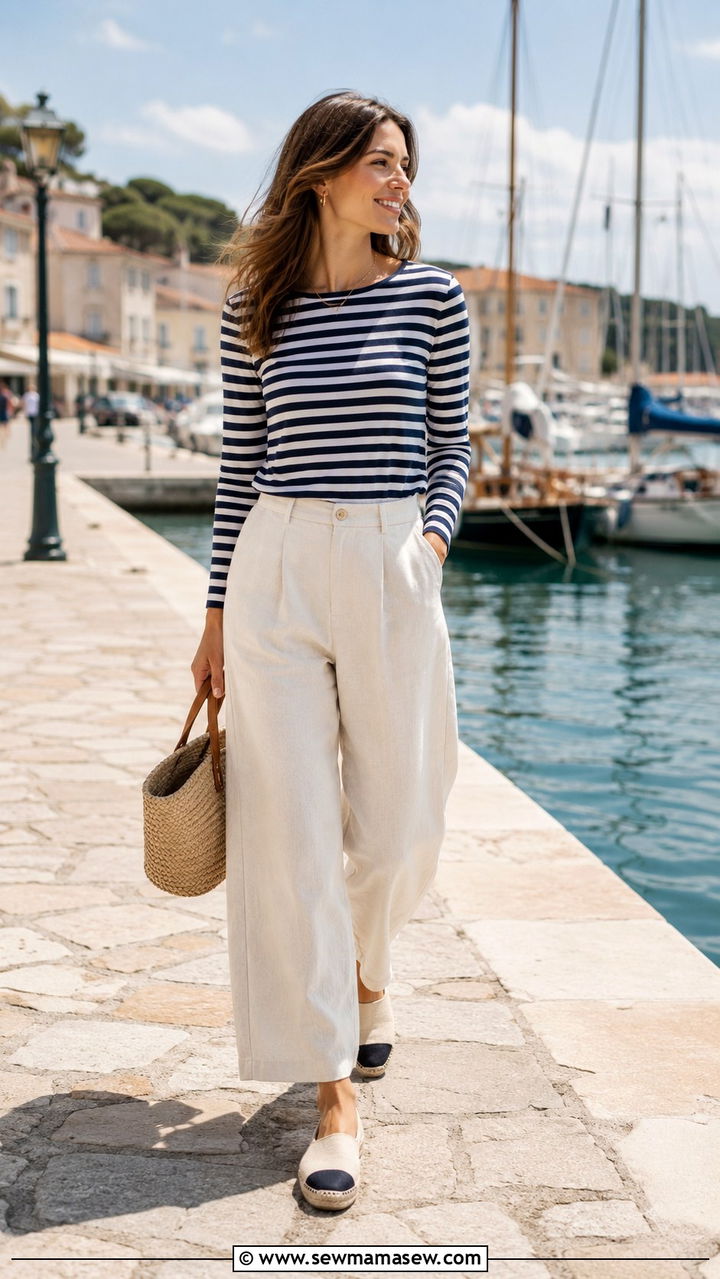 Striped top with linen pants outfit - 30 How to style linen pants